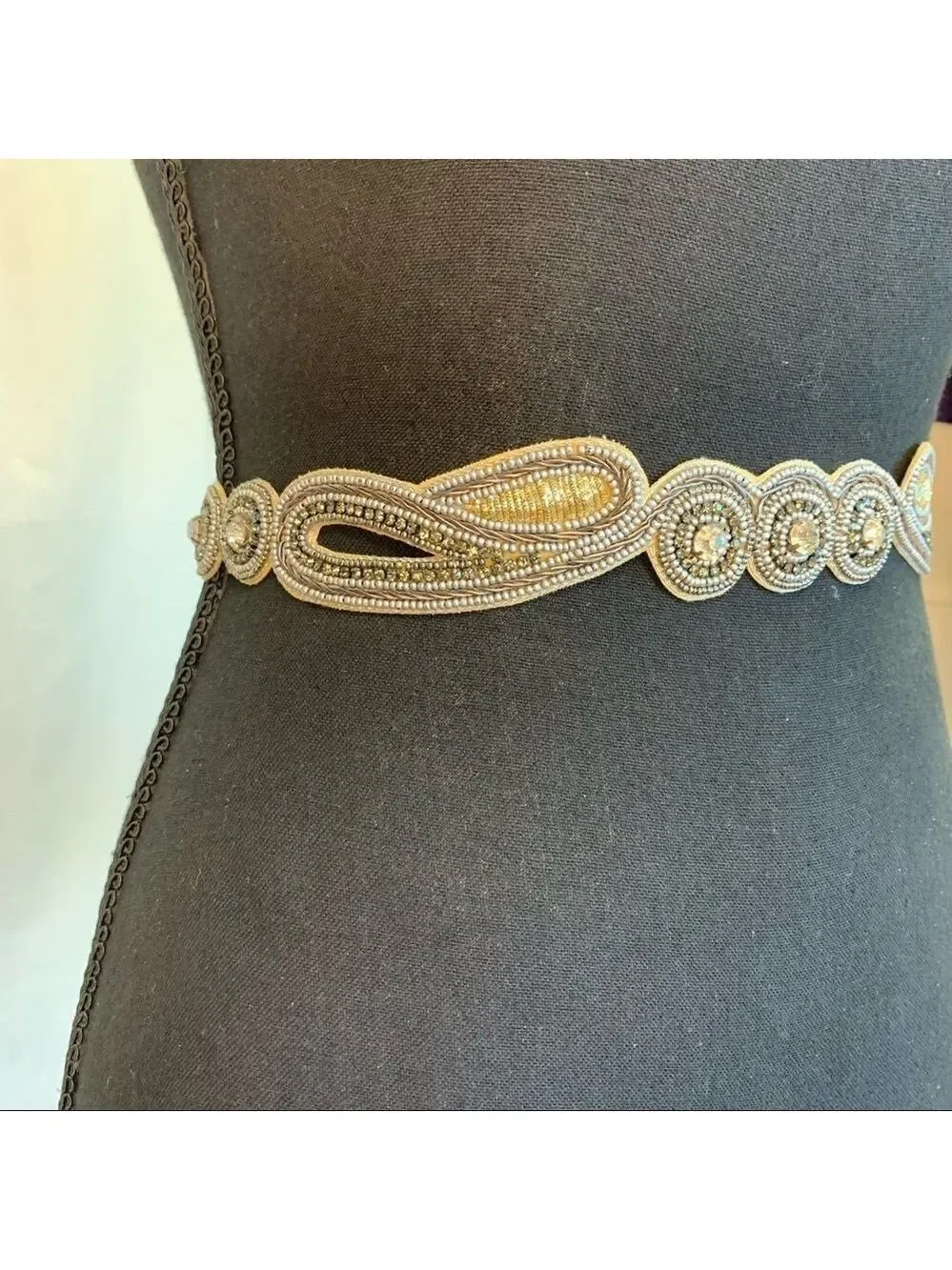THYME Maternity Tan Brown Beaded Stretchy Belt Size S/M